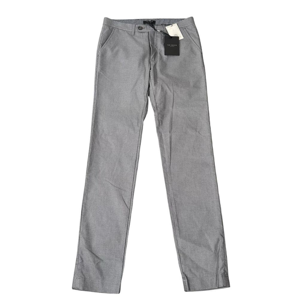 Ted Baker Men's Slim Fit Textured Trousers Pants Grey Size 28R